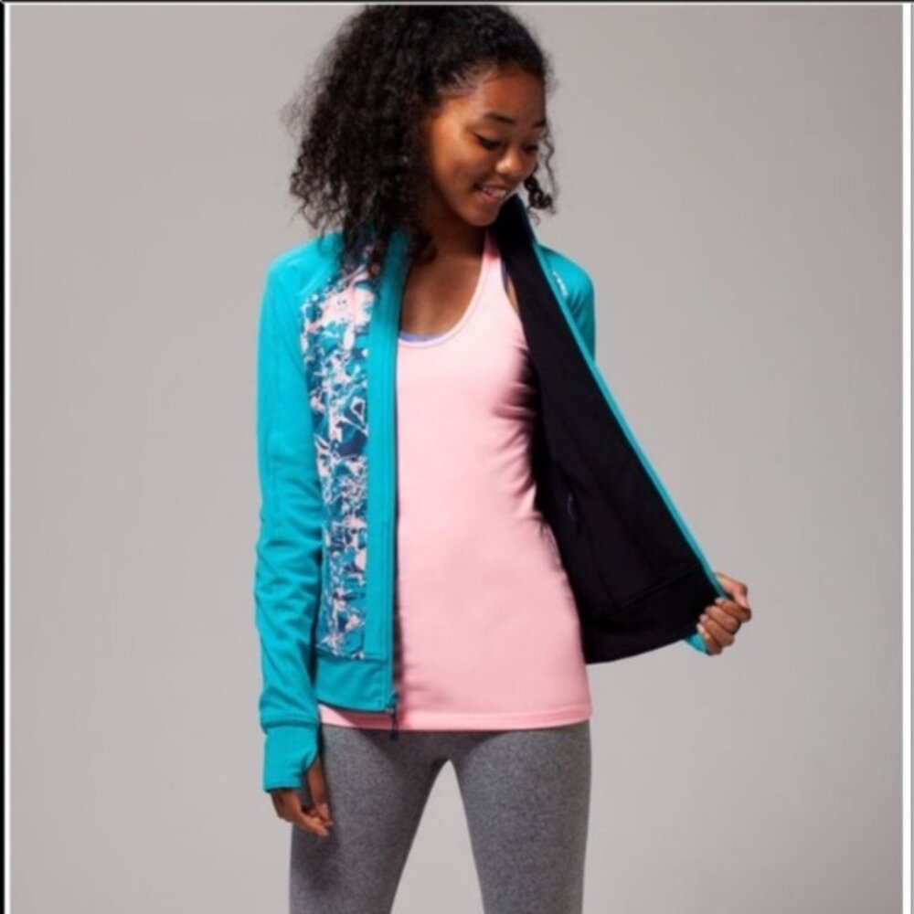 Ivivva Stellar Switch Up Track Jacket Girls 10 Reversible‎ Zip Thumbhole Top